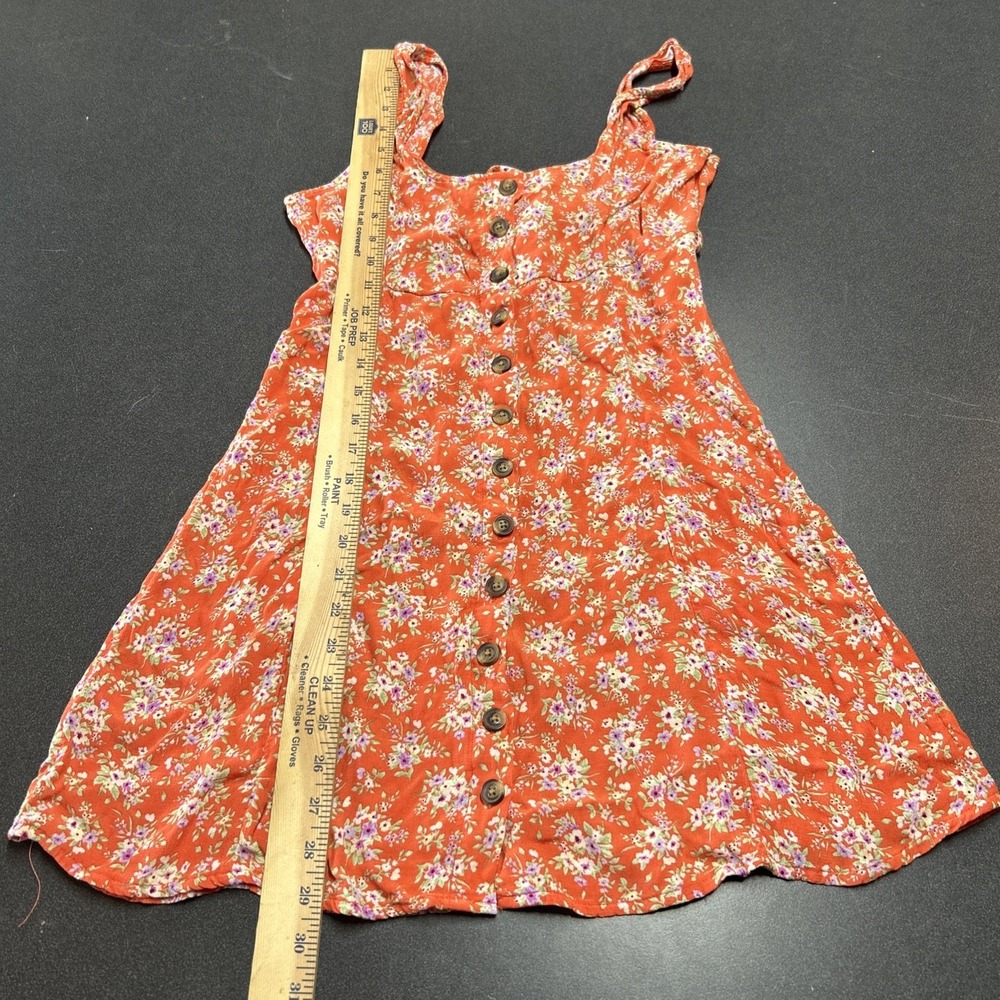 American Eagle Women's Orange Button Down Tie Back Floral Dress Size S Preppy - Picture 4 of 7